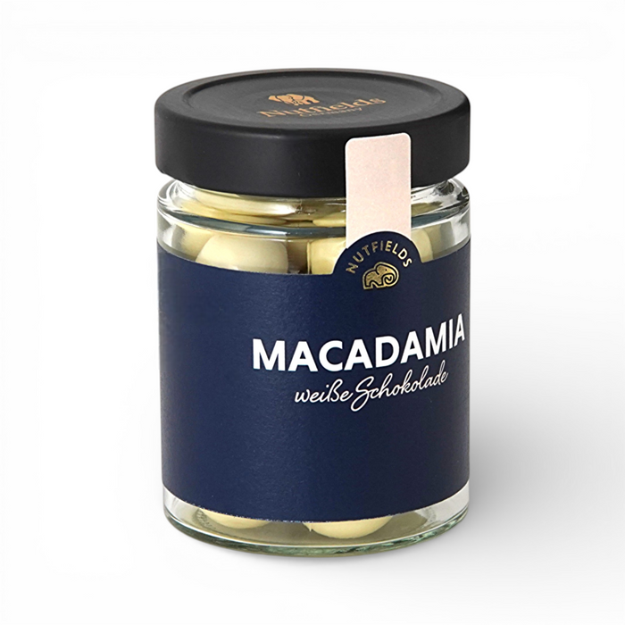 Nutfields Bio Macadamia in weißer Schokolade, fair gehandelt - 150 g