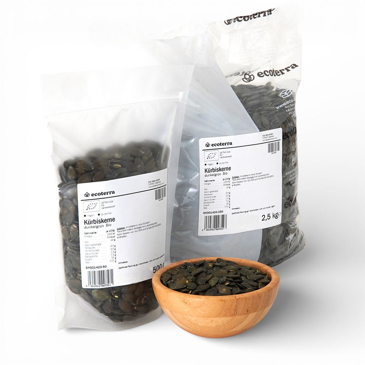kürbiskerne aufbewahren Bio Kürbiskerne, dunkelgrün— ecoterra Store